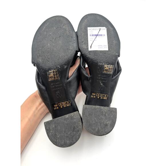 Stuart Weitzman Cece Block Heel Sandal Women's Open Toe Black Size US8B EU38.5 - Picture 8 of 14